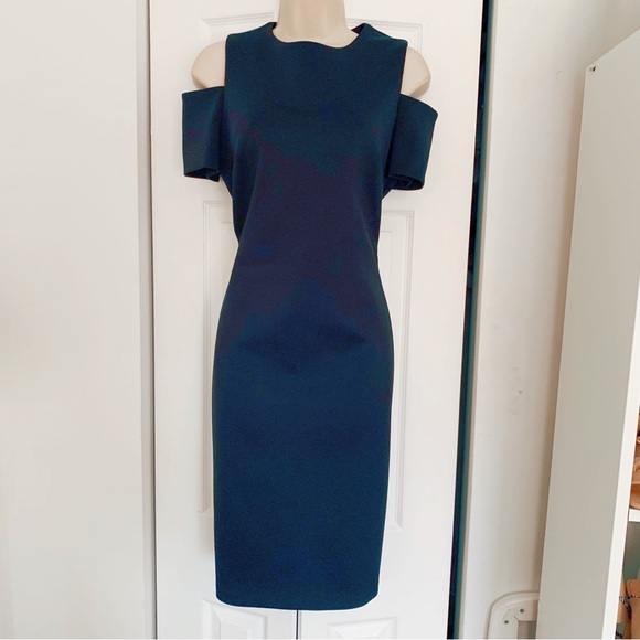 Calvin Klein Peekaboo Shoulder Midi Black Dress - Picture 1 of 12